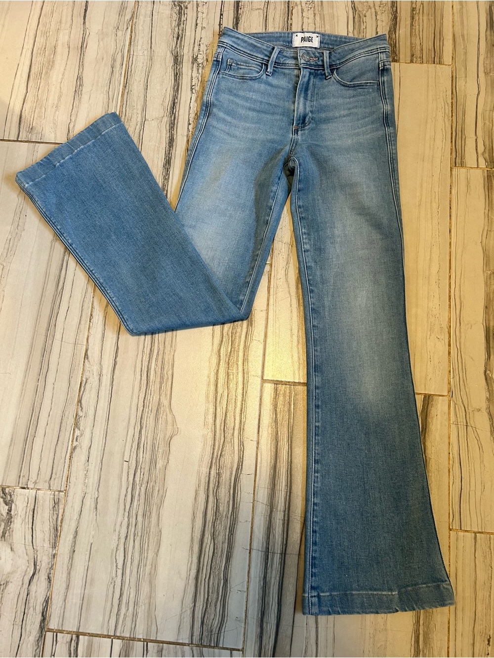 PAIGE Genevieve Flare Bootcut Light Blue Stretch Jeans - Picture 5 of 14